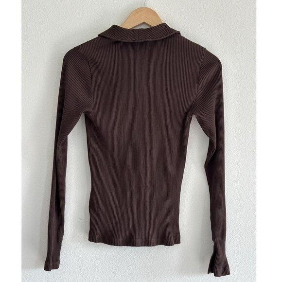 Madewell Snap Front Cardigan Top in Dark Carob, Size Small - Picture 7 of 11